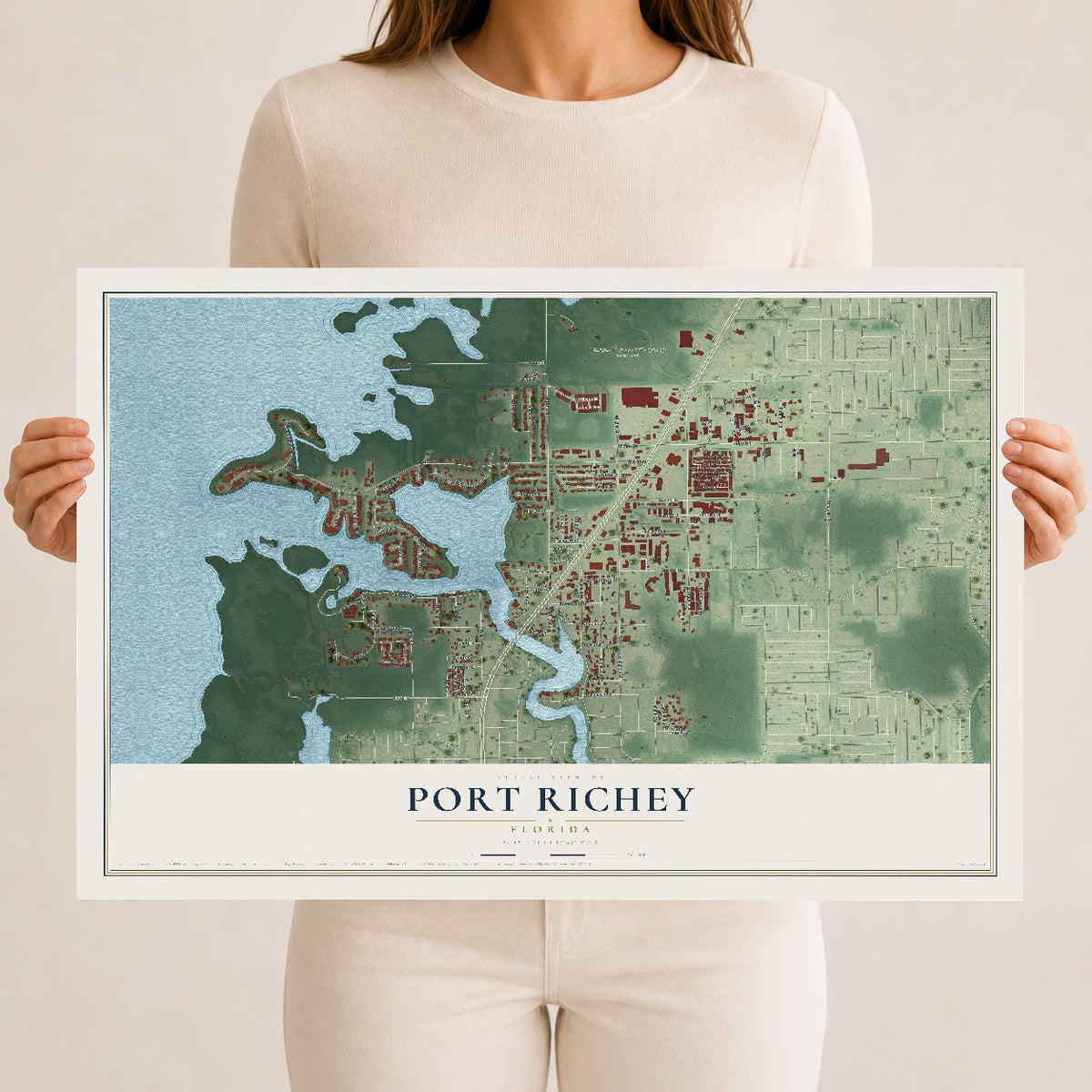 Port Richey, Florida map print, 12" x 18" Archival Matte Print mockup