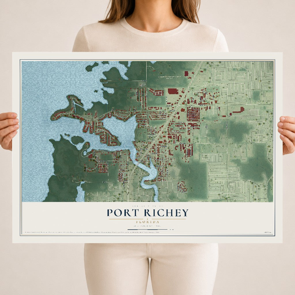 Port Richey, Florida map print, 18" x 24" Archival Matte Print mockup