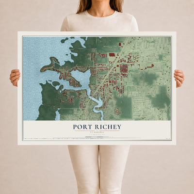Port Richey, Florida map print, 24" x 36" Archival Matte Print mockup