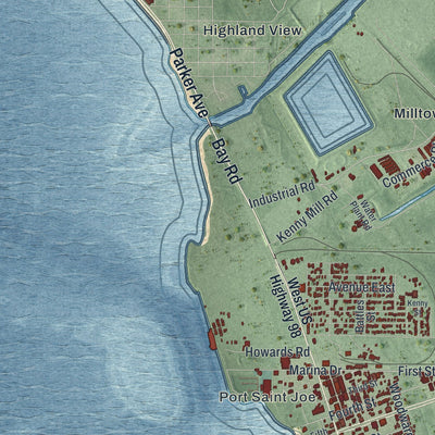 Close-up 2 of the Port St. Joe, Florida map artwork