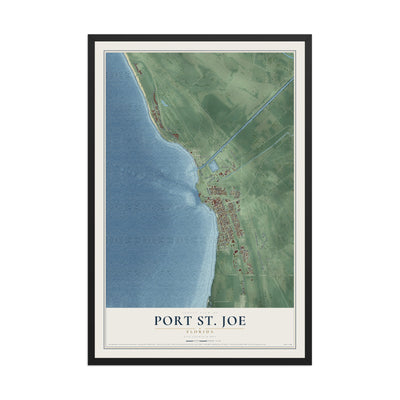 Port St. Joe, Florida map print, 12" x 18" W/ Black Ayous Wood Frame mockup