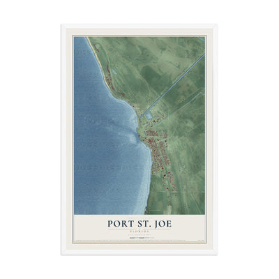 Port St. Joe, Florida map print, 12" x 18" W/ White Ayous Wood Frame mockup