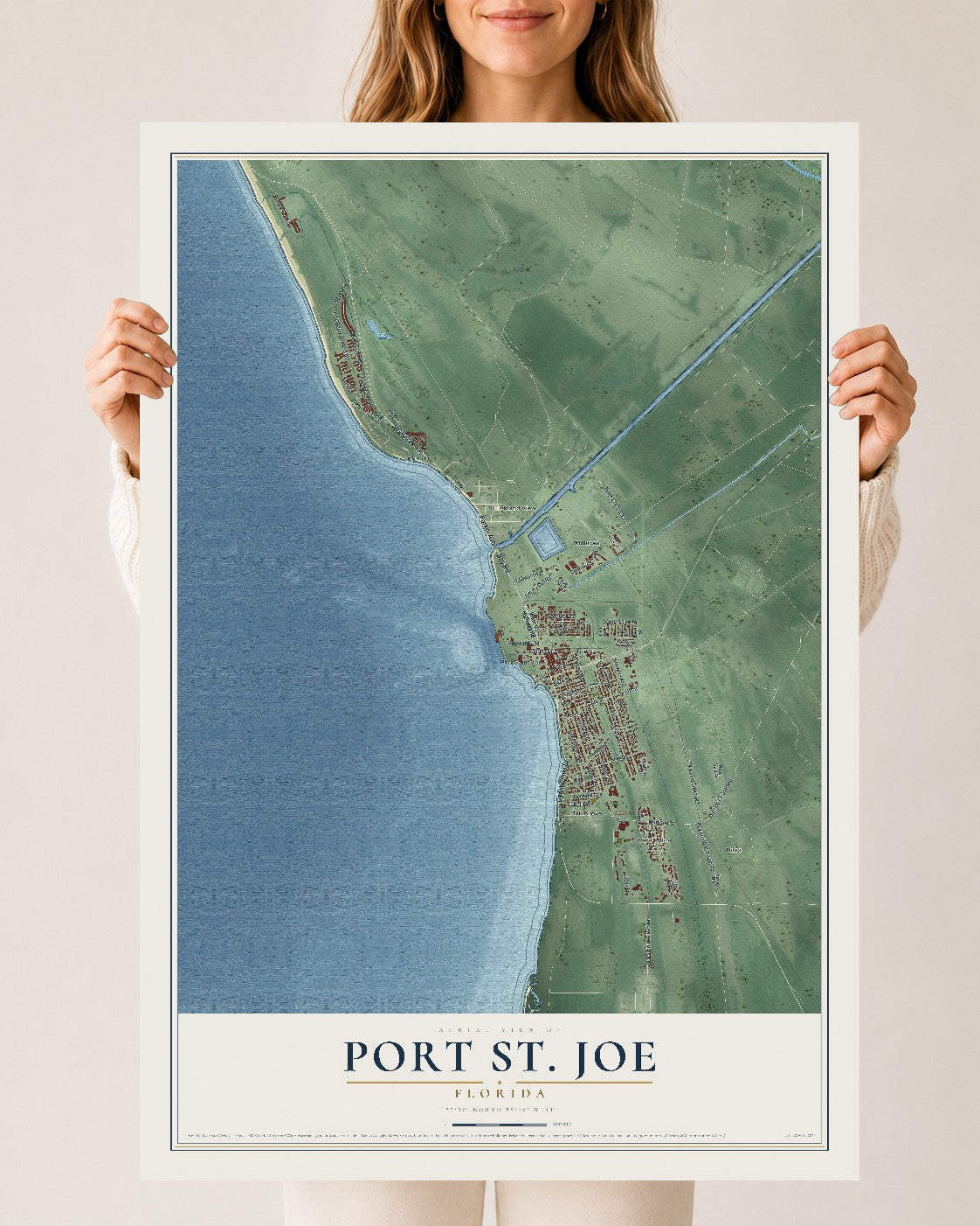 Port St. Joe, Florida map print, 24" x 36" Archival Matte Print mockup