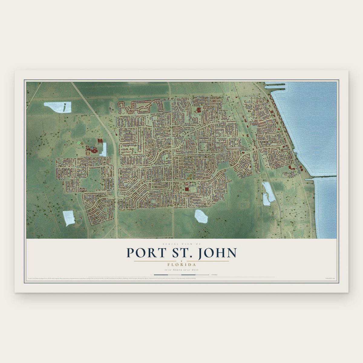 Port St. John, Florida map print, the full design