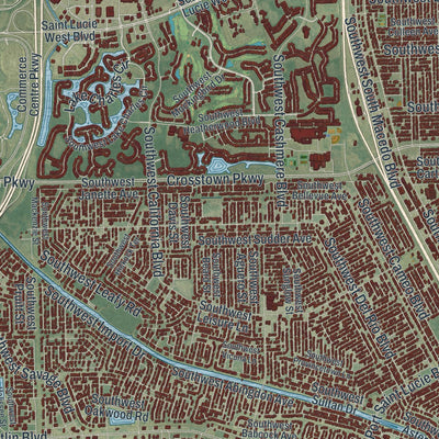 Close-up 1 of the Port St. Lucie, Florida map artwork