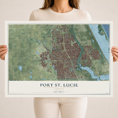 Port St. Lucie, Florida map print, 18" x 24" Archival Matte Print mockup