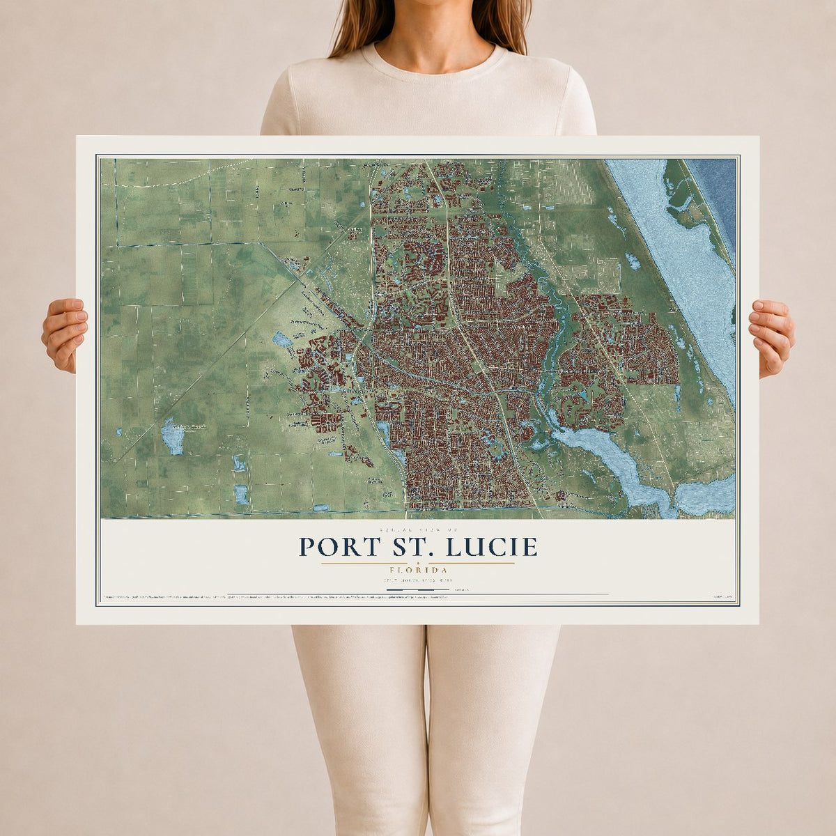 Port St. Lucie, Florida map print, 24" x 36" Archival Matte Print mockup