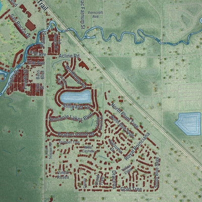 Close-up 2 of the Punta Gorda, Florida map artwork