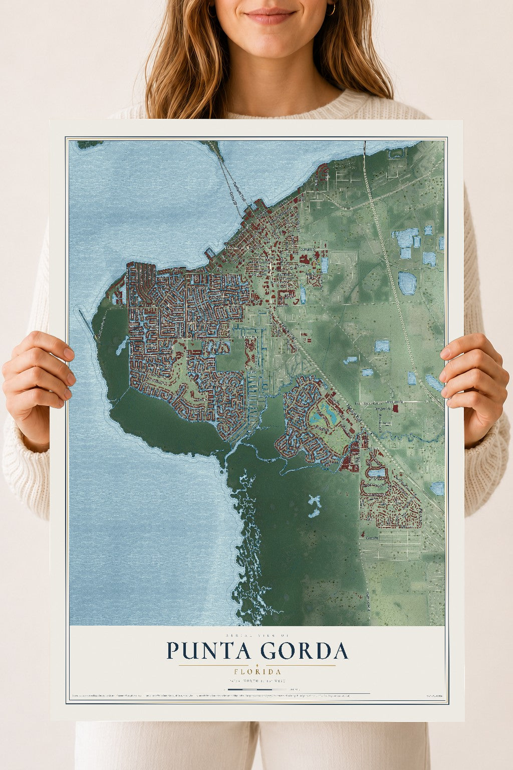Punta Gorda, Florida map print, 18" x 24" Archival Matte Print mockup