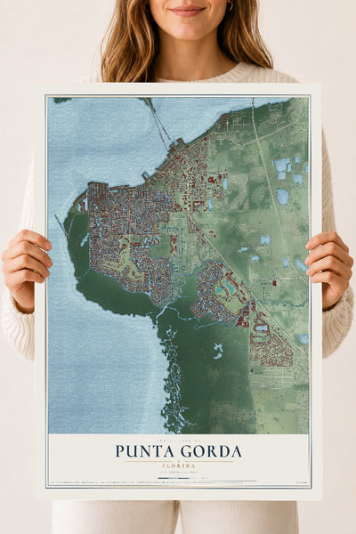 Punta Gorda, Florida map print, 18" x 24" Archival Matte Print mockup