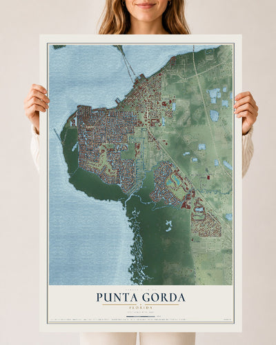 Punta Gorda, Florida map print, 24" x 36" Archival Matte Print mockup