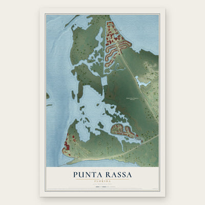 Punta Rassa, Florida map print, the full design