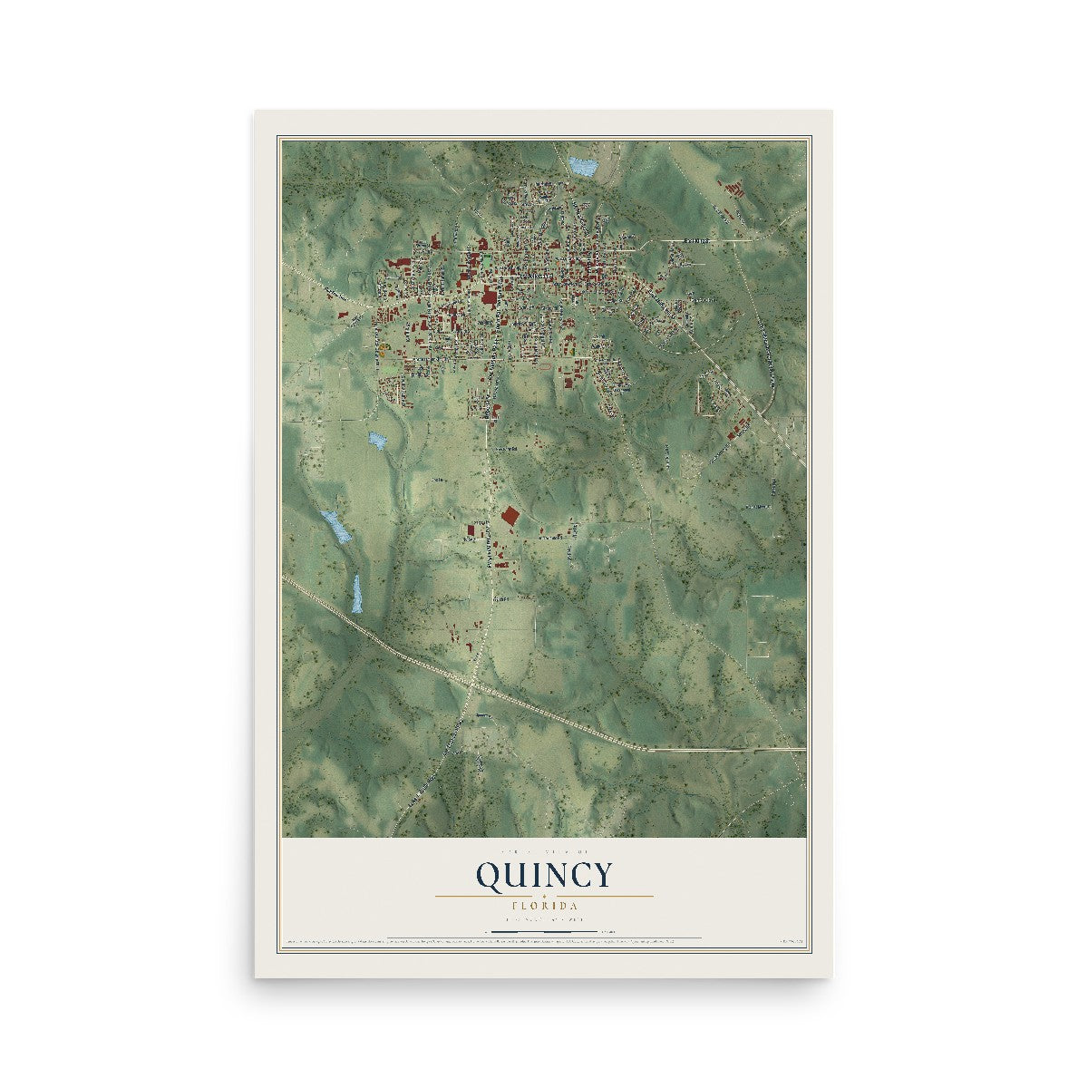 Quincy, Florida map print, 12" x 18" Archival Matte Print mockup
