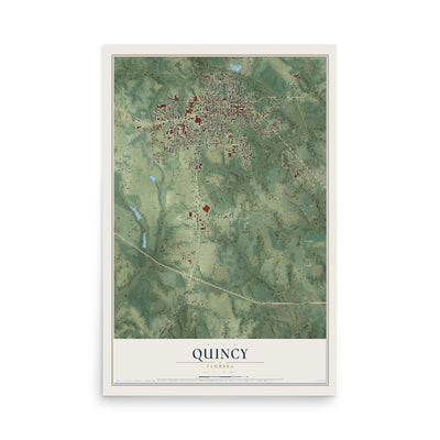 Quincy, Florida map print, 12" x 18" Archival Matte Print mockup