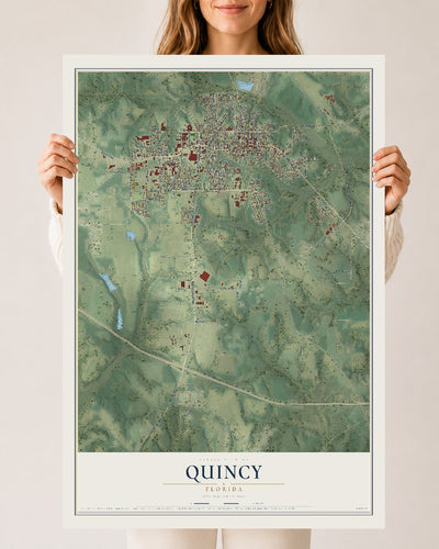 Quincy, Florida map print, 24" x 36" Archival Matte Print mockup