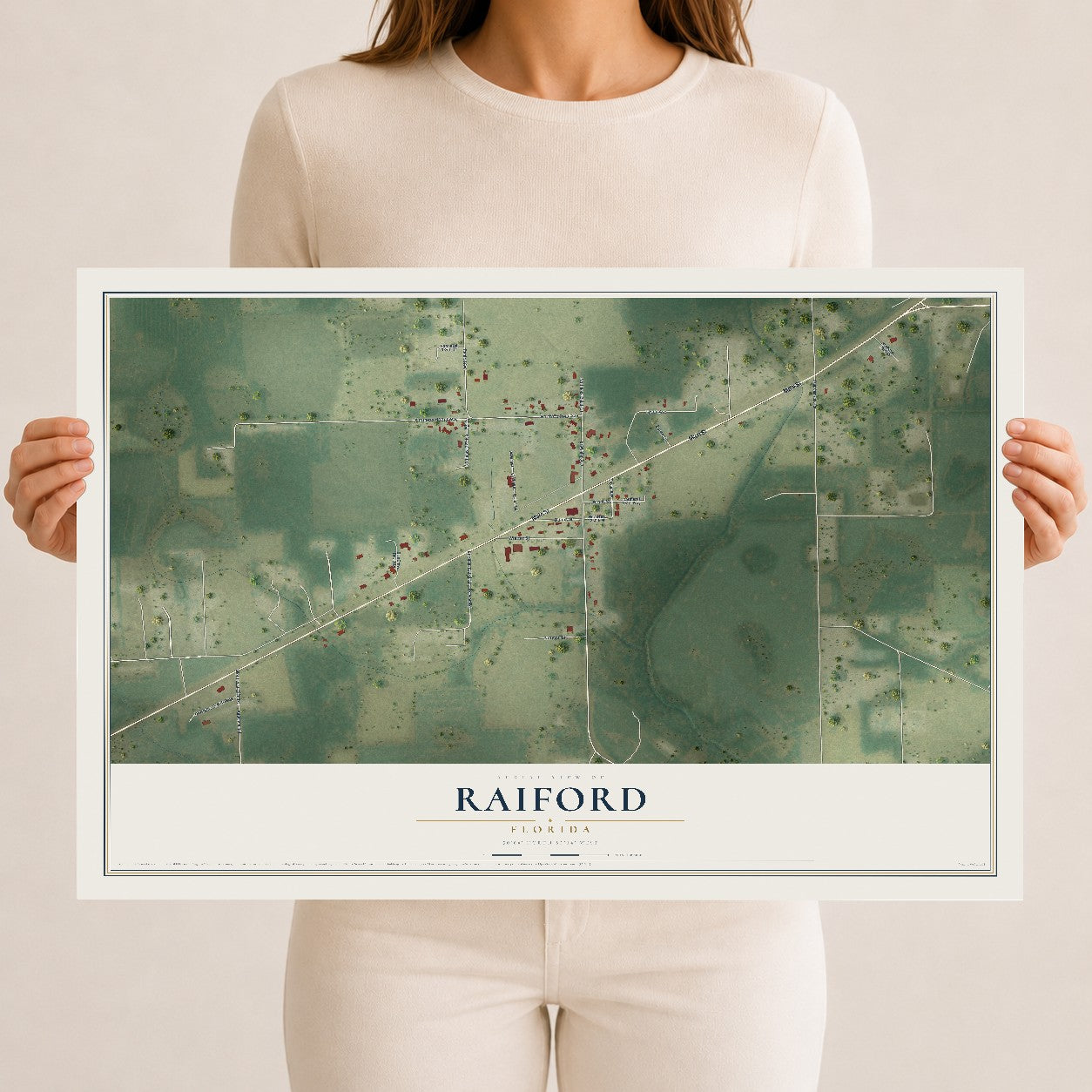 Raiford, Florida map print, 12" x 18" Archival Matte Print mockup