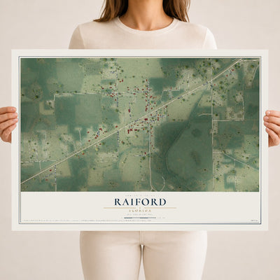Raiford, Florida map print, 18" x 24" Archival Matte Print mockup