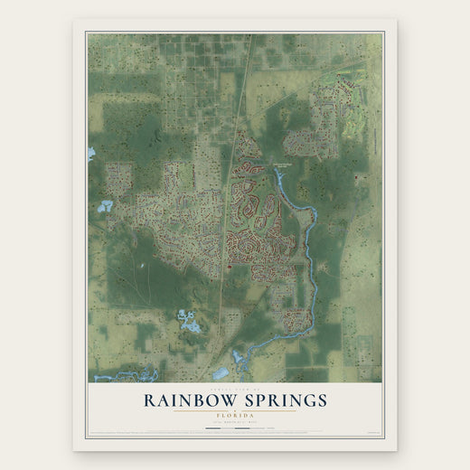 Rainbow Springs, Florida map print, the full design