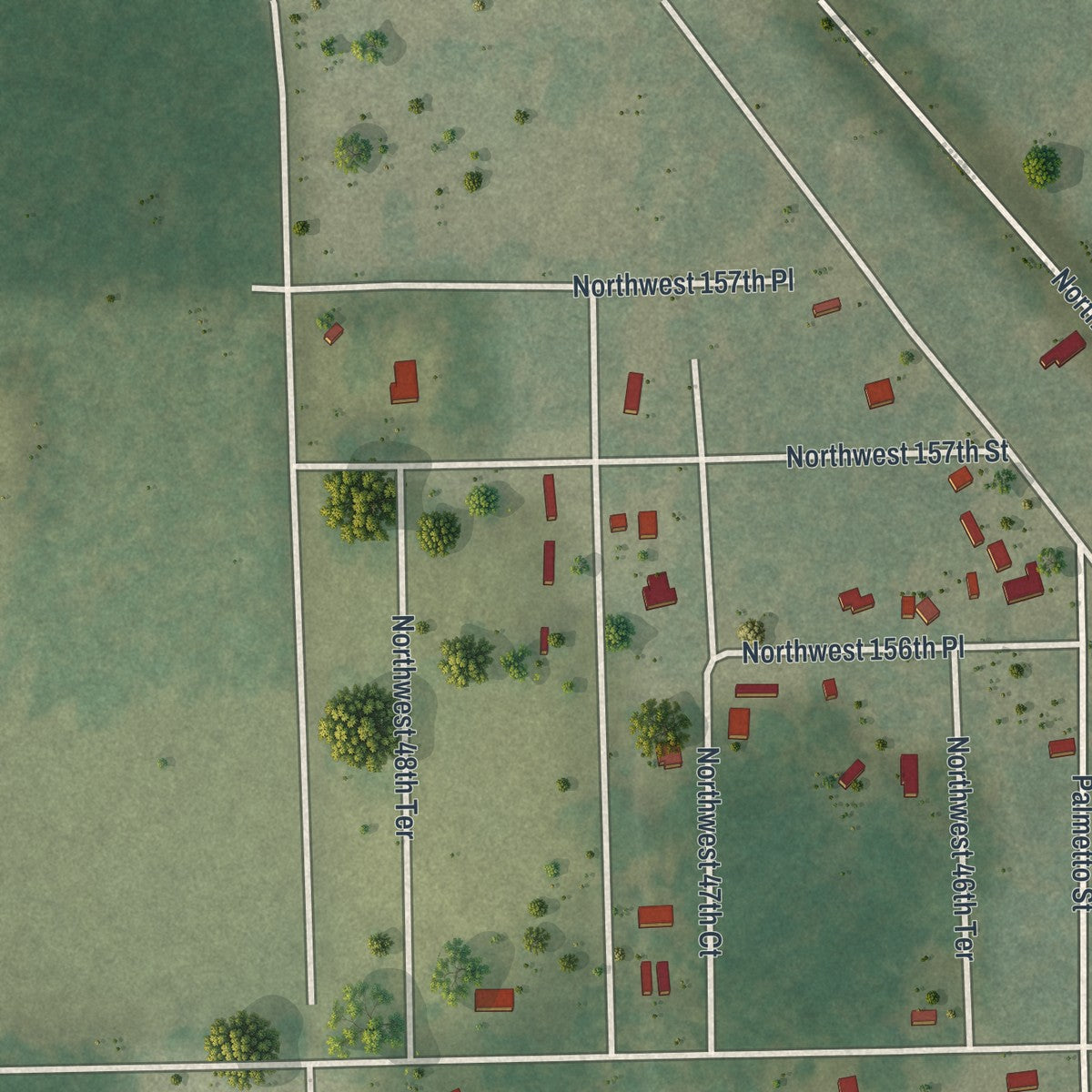 Close-up 2 of the Reddick, Florida map artwork