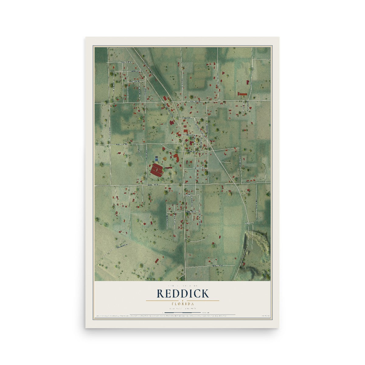 Reddick, Florida map print, 12" x 18" Archival Matte Print mockup