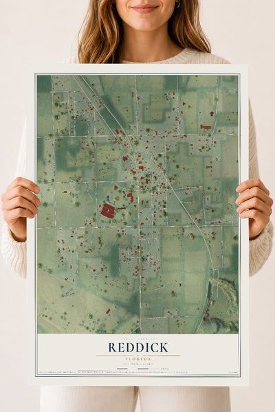 Reddick, Florida map print, 18" x 24" Archival Matte Print mockup