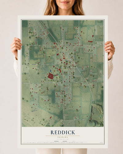 Reddick, Florida map print, 24" x 36" Archival Matte Print mockup