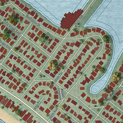 Close-up 1 of the Redington Beach, Florida map artwork