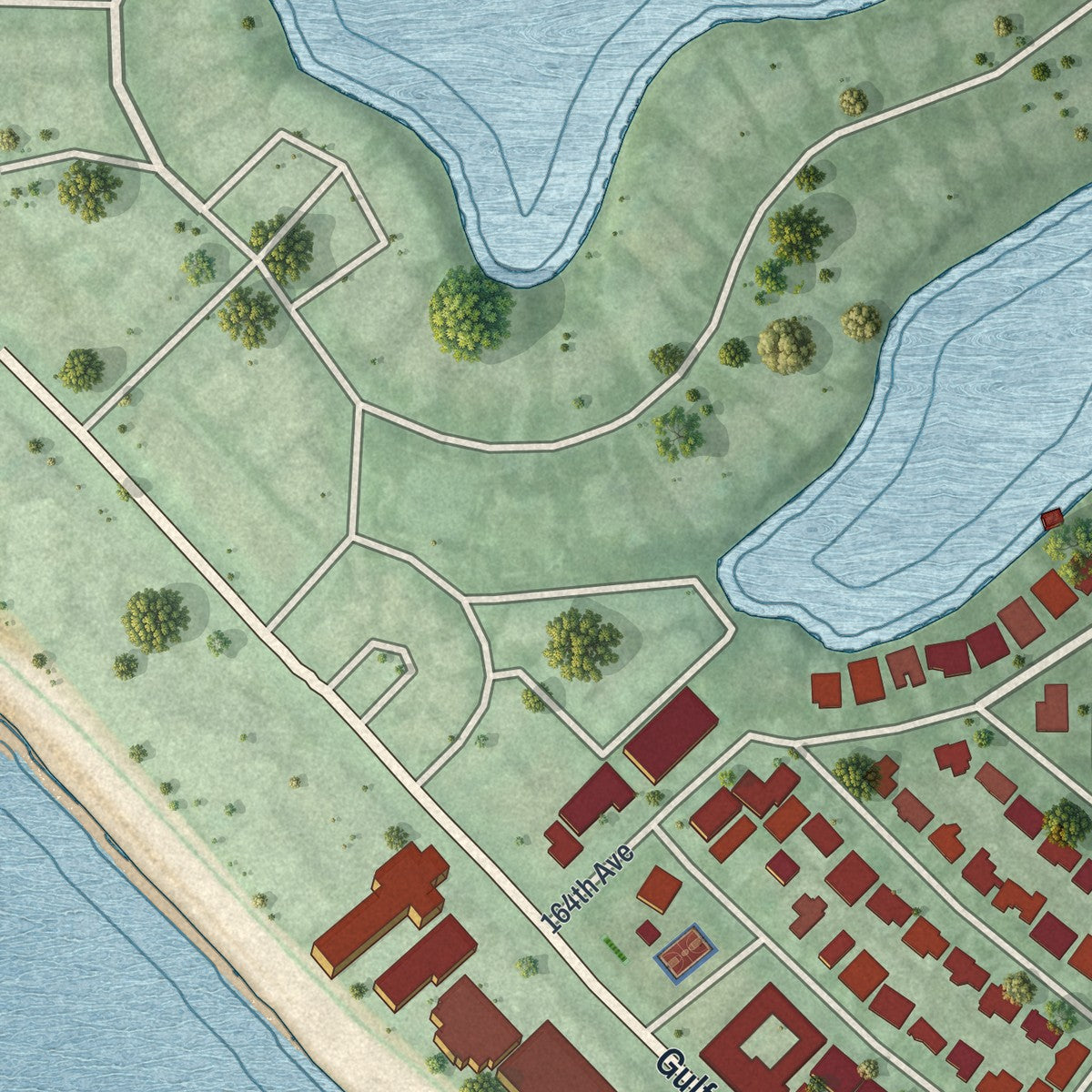 Close-up 2 of the Redington Beach, Florida map artwork