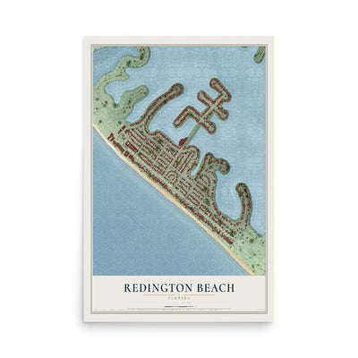 Redington Beach, Florida map print, 12" x 18" Archival Matte Print mockup