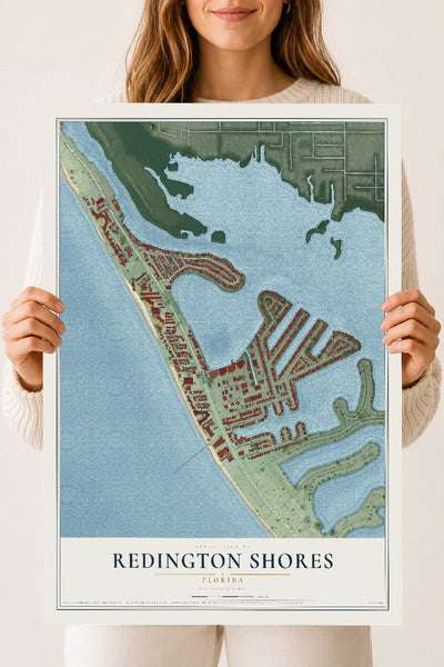 Redington Shores, Florida map print, 18" x 24" Archival Matte Print mockup