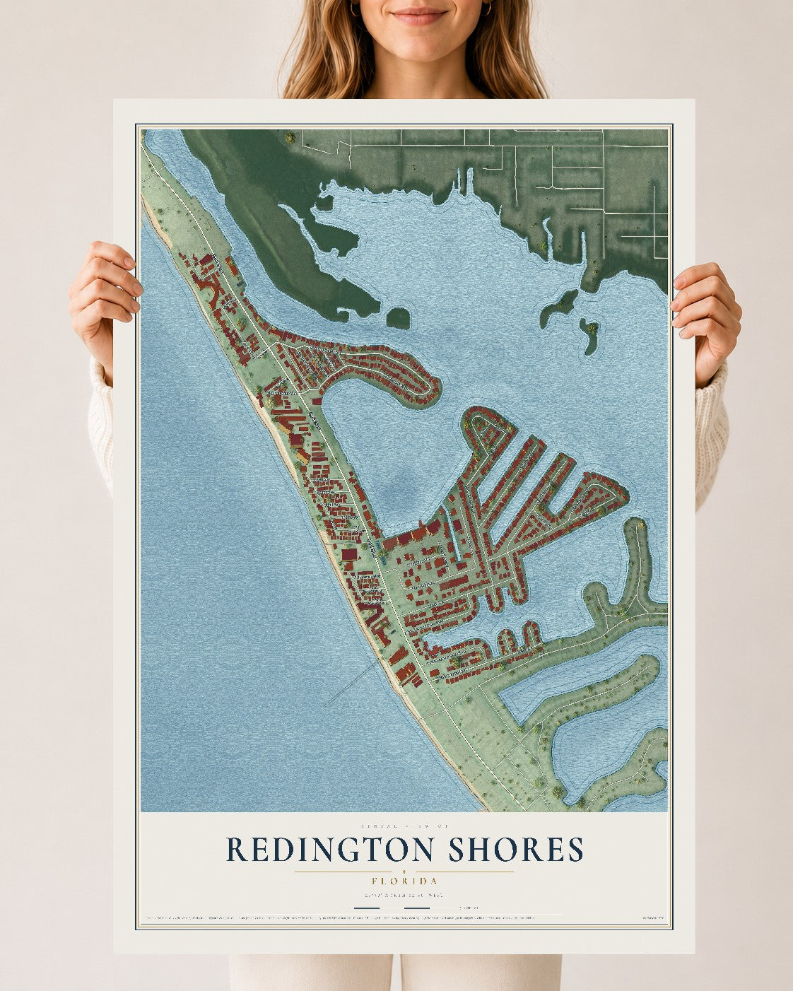 Redington Shores, Florida map print, 24" x 36" Archival Matte Print mockup