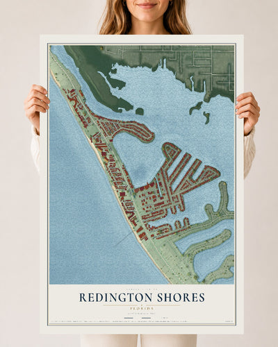 Redington Shores, Florida map print, 24" x 36" Archival Matte Print mockup