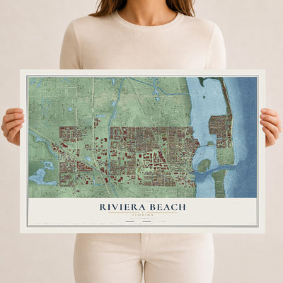 Riviera Beach, Florida map print, 12" x 18" Archival Matte Print mockup