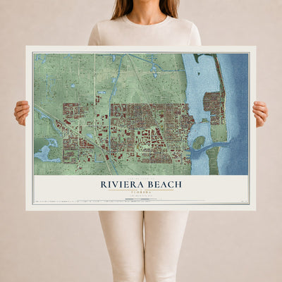 Riviera Beach, Florida map print, 24" x 36" Archival Matte Print mockup