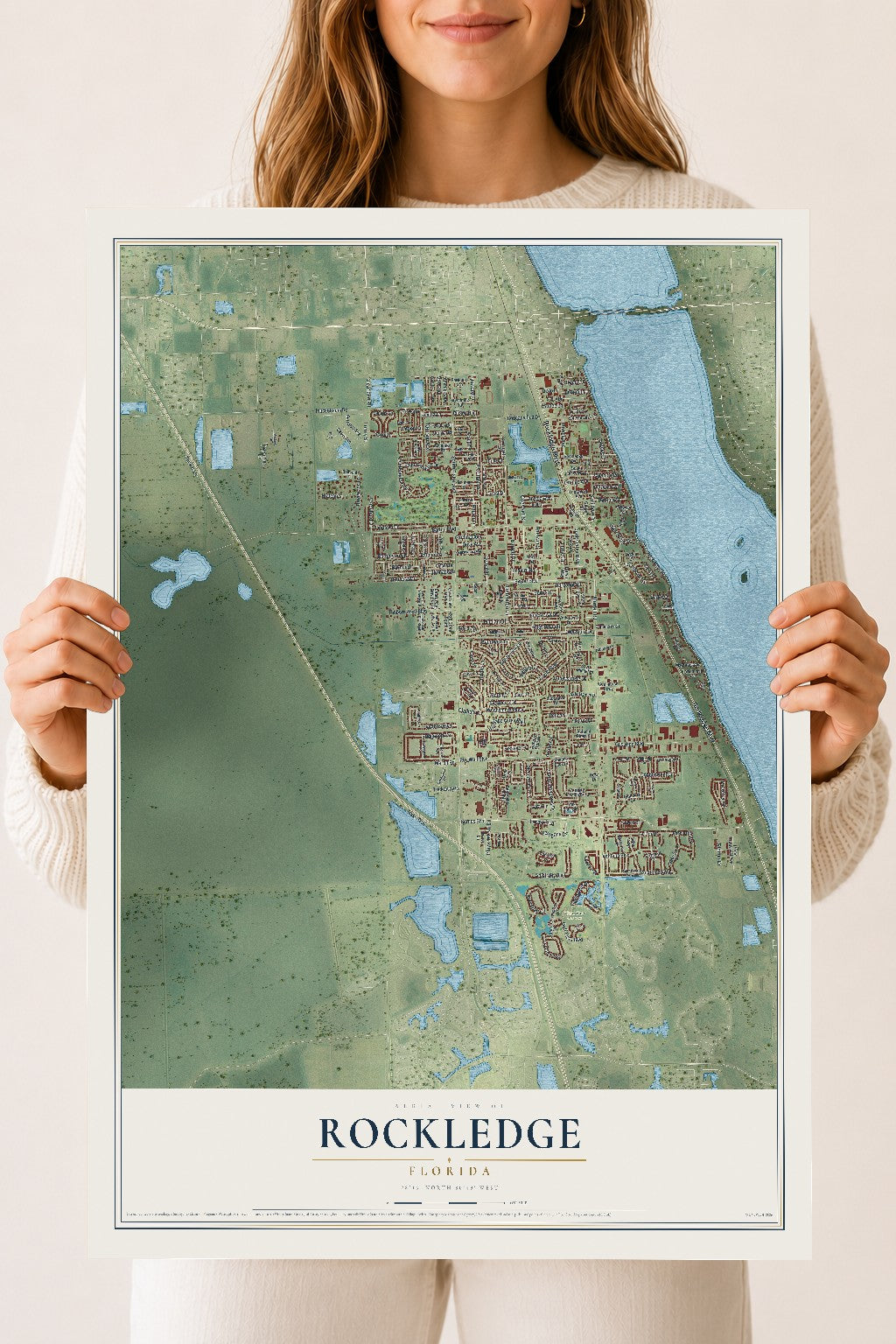 Rockledge, Florida map print, 18" x 24" Archival Matte Print mockup