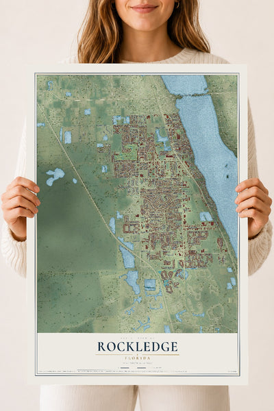 Rockledge, Florida map print, 18" x 24" Archival Matte Print mockup