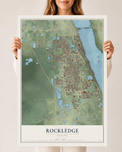 Rockledge, Florida map print, 24" x 36" Archival Matte Print mockup