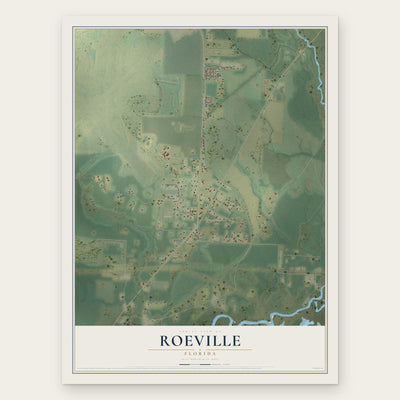 Roeville, Florida map print, the full design