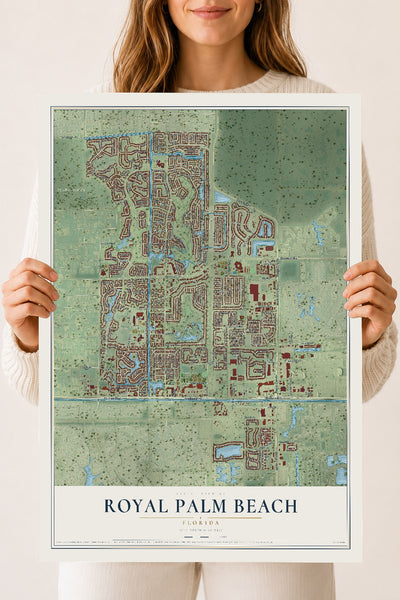 Royal Palm Beach, Florida map print, 18" x 24" Archival Matte Print mockup