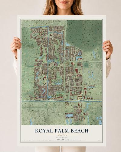 Royal Palm Beach, Florida map print, 24" x 36" Archival Matte Print mockup