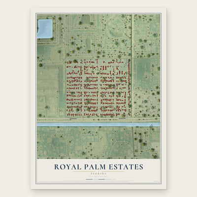 Royal Palm Estates, Florida map print, the full design