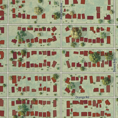 Close-up of the map of Royal Palm Estates, Florida print showing street and building detail