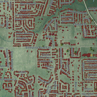 Close-up 1 of the Safety Harbor, Florida map artwork
