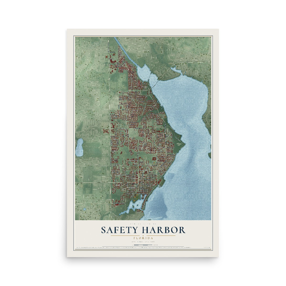 Safety Harbor, Florida map print, 12" x 18" Archival Matte Print mockup