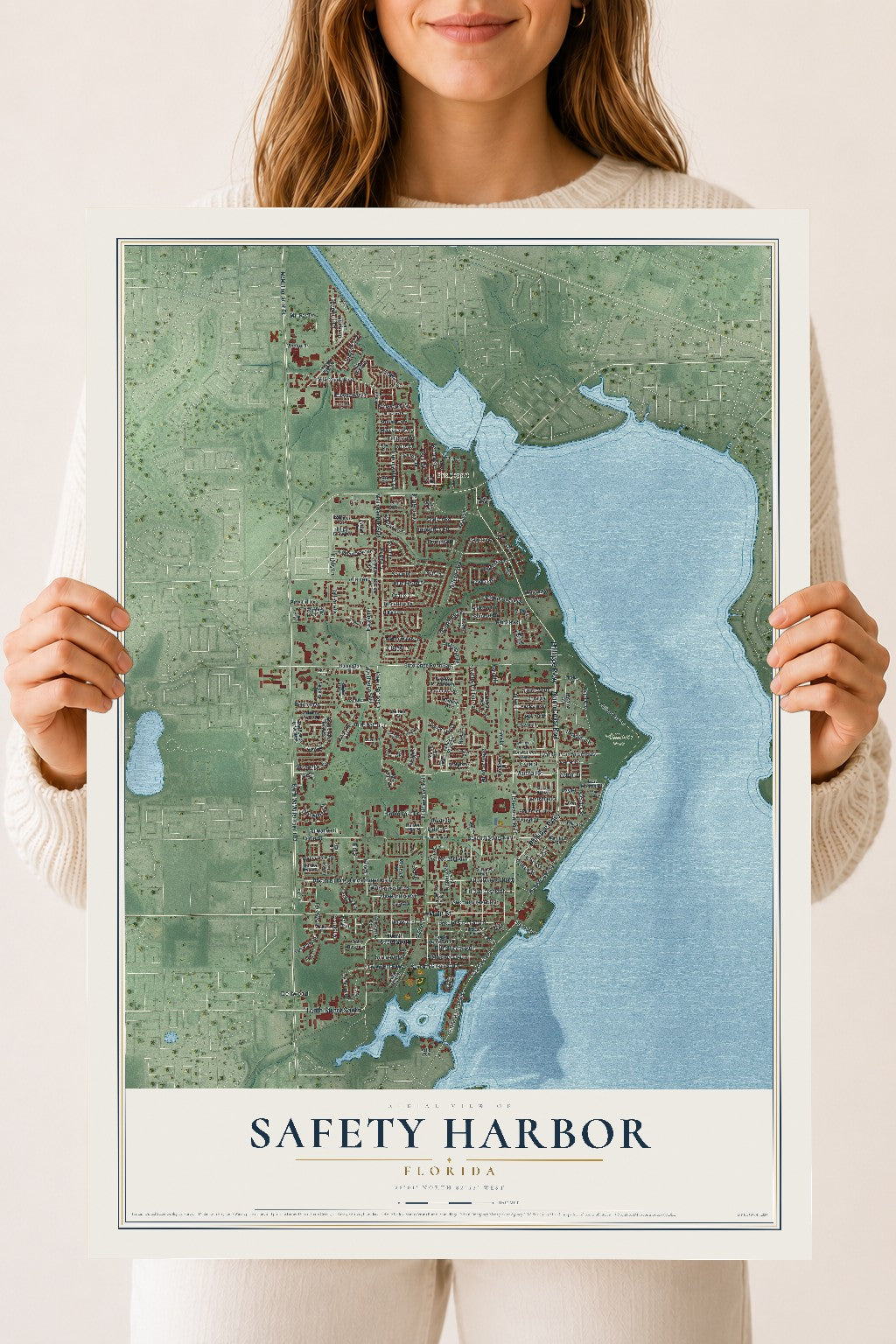 Safety Harbor, Florida map print, 18" x 24" Archival Matte Print mockup