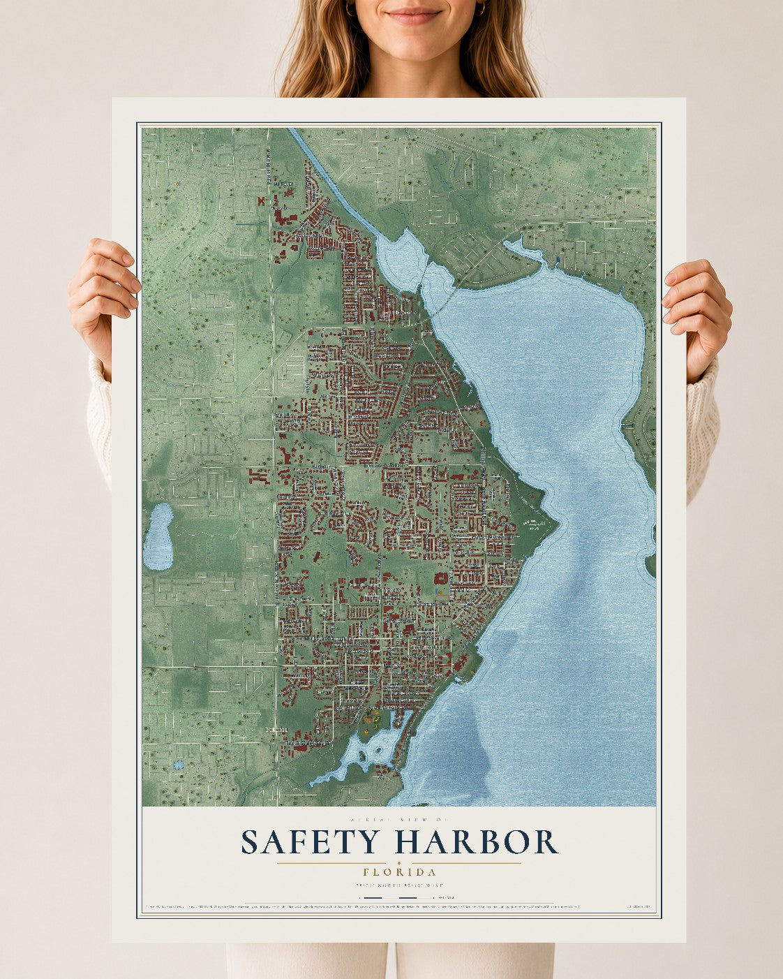 Safety Harbor, Florida map print, 24" x 36" Archival Matte Print mockup