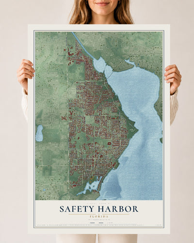 Safety Harbor, Florida map print, 24" x 36" Archival Matte Print mockup
