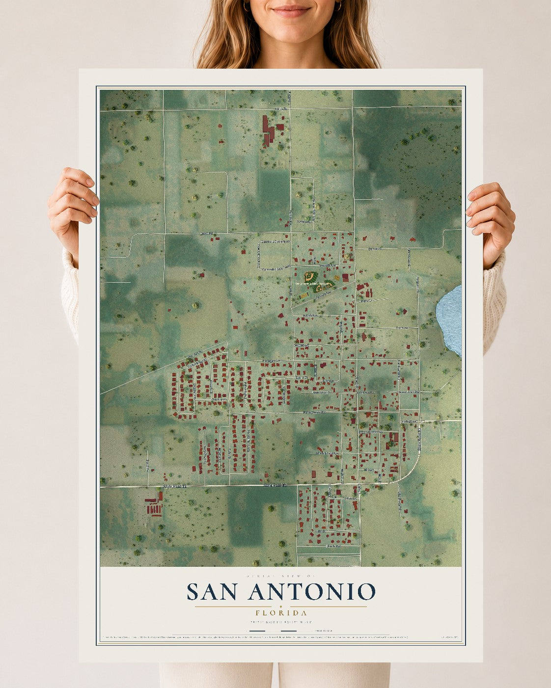 San Antonio, Florida map print, 24" x 36" Archival Matte Print mockup