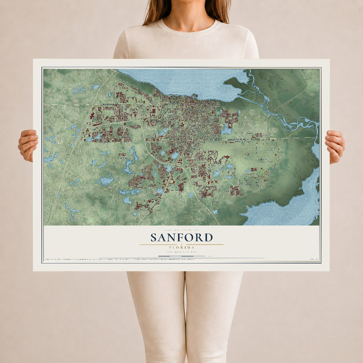 Sanford, Florida map print, 24" x 36" Archival Matte Print mockup