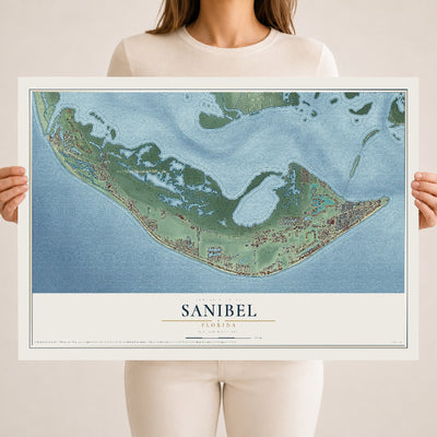 Sanibel, Florida map print, 18" x 24" Archival Matte Print mockup
